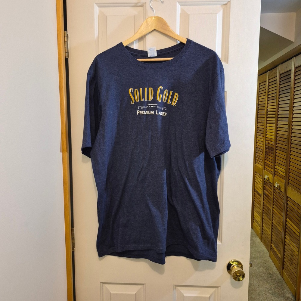 Port & Company Founders Brewing Solid Gold‎ Premium Lager T-Shirt Mens 2XL Navy